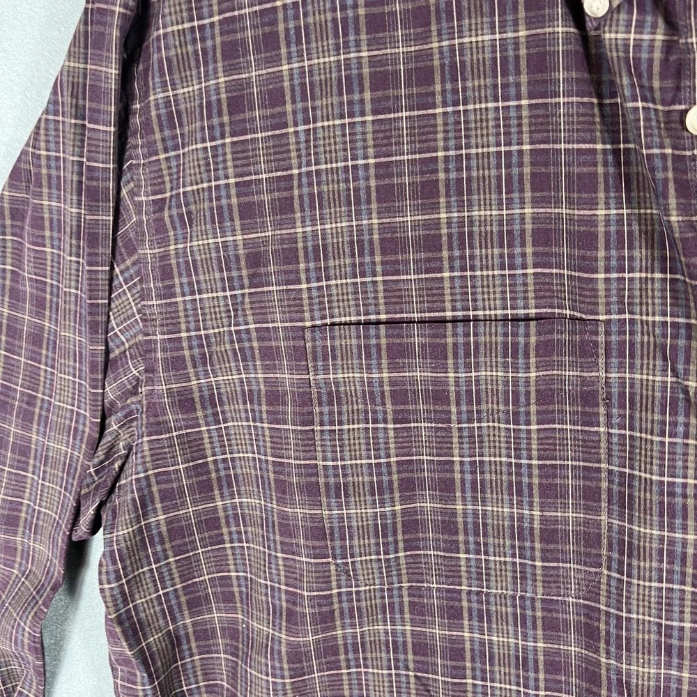 Van Heusen Men's XL Plaid Button Down Shirt Long Sleeve Wrinkle Free Maroon